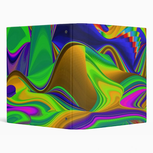Summerrainbow , Abstract 3D Rainbowart 3 Ring Binder (Background)
