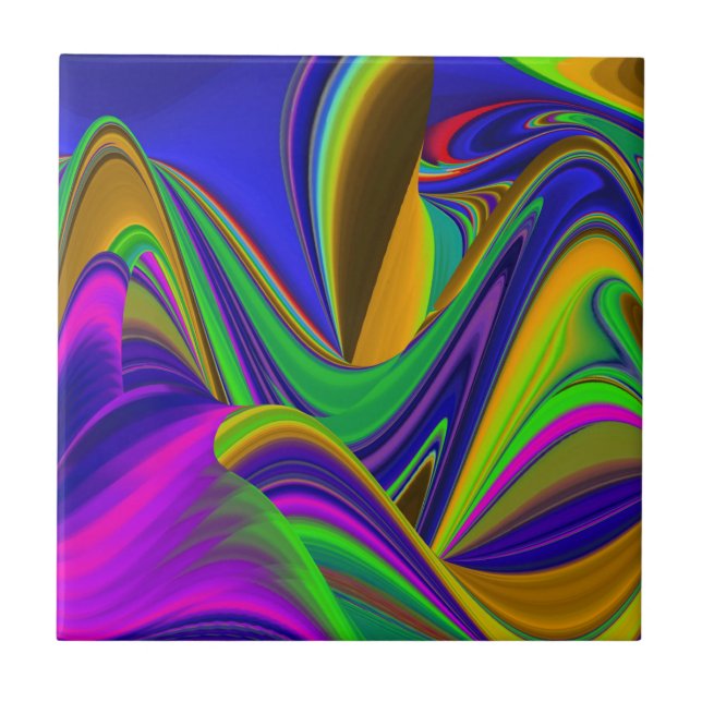 Summerrainbow , Abstract 3D Rainbowart Ceramic Tile (Front)