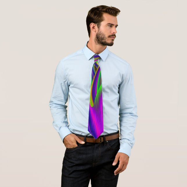 Summerrainbow , Abstract 3D Rainbowart Neck Tie (In Situ)