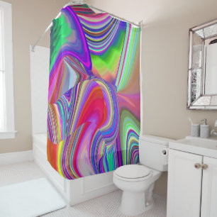 Summerrainbow , Abstract 3D Rainbowart Shower Curtain