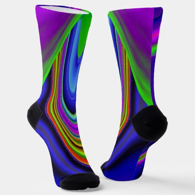 Summerrainbow , Abstract 3D Rainbowart Socks (Angled)