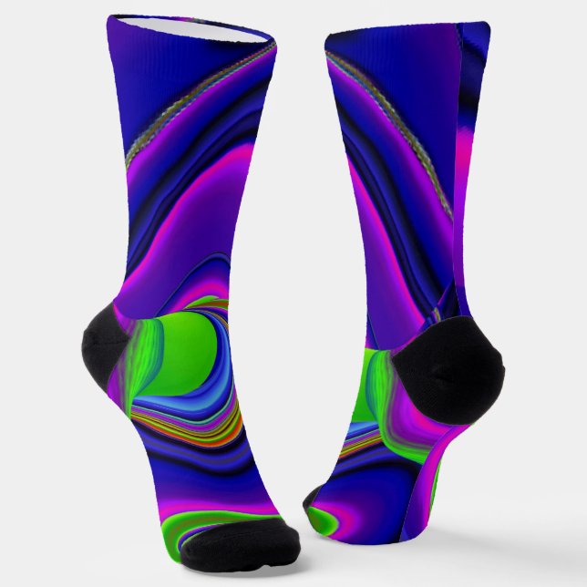 Summerrainbow , Abstract 3D Rainbowart Socks (Angled)