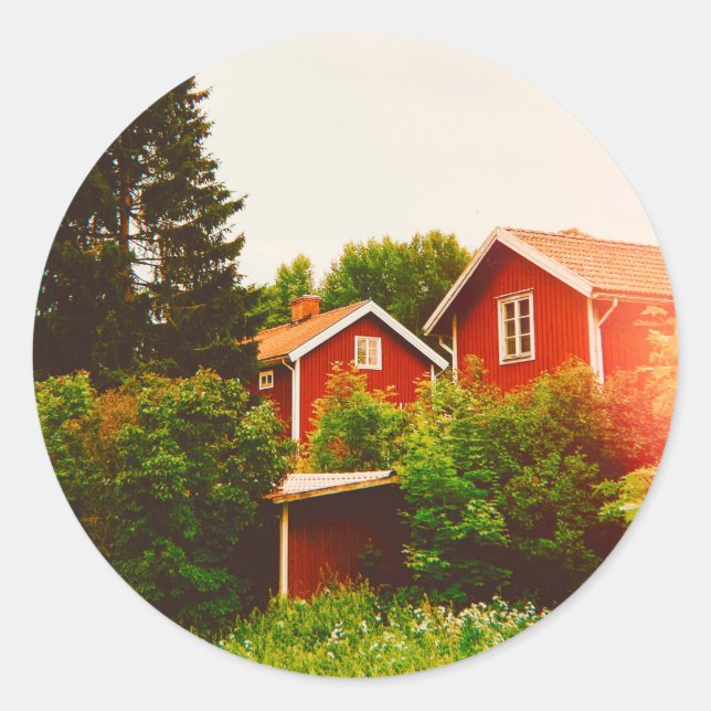 Summer's day in Dalarna Classic Round Sticker (Front)
