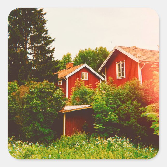 Summer's day in Dalarna Square Sticker (Front)
