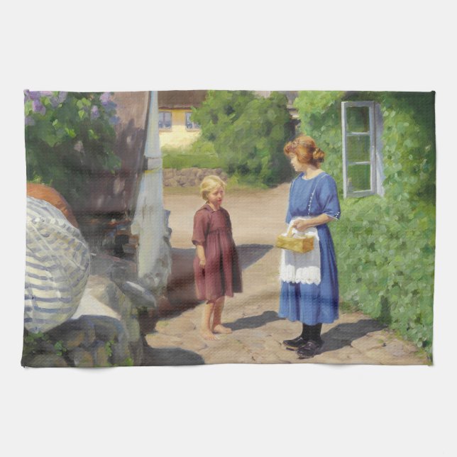 Summer's Day in Denmark (Mother and Daughter) Kitchen Towel (Horizontal)