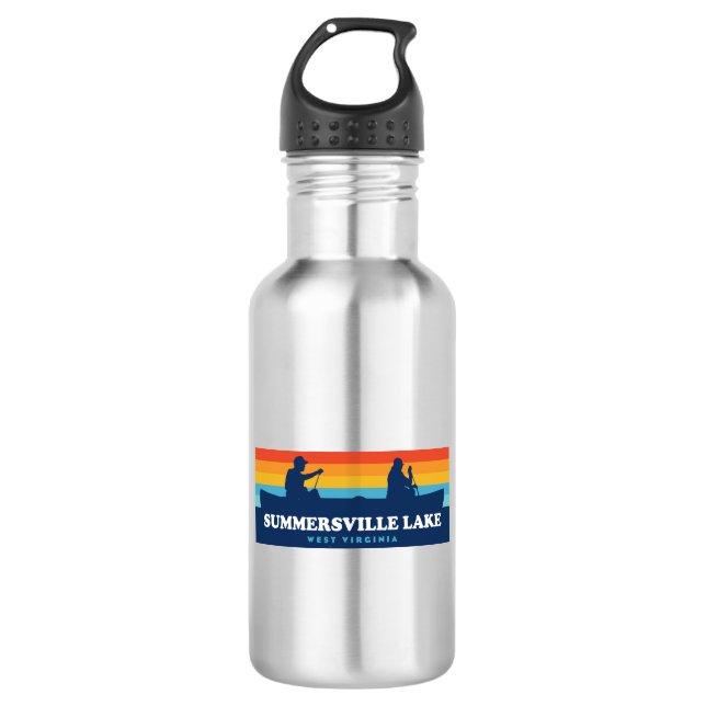 Summersville Lake West Virginia Canoe Stainless Steel Water Bottle (Front)