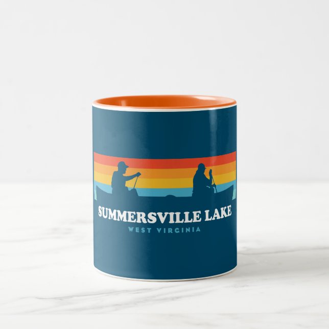 Summersville Lake West Virginia Canoe Two-Tone Coffee Mug (Center)