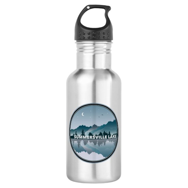 Summersville Lake West Virginia Reflection Stainless Steel Water Bottle (Front)