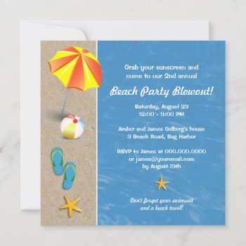 Summertime At The Beach Party Invitation by starstreamdesign at Zazzle