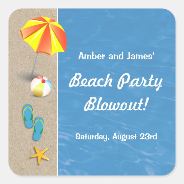 Summertime at the Beach Party Sticker (Front)