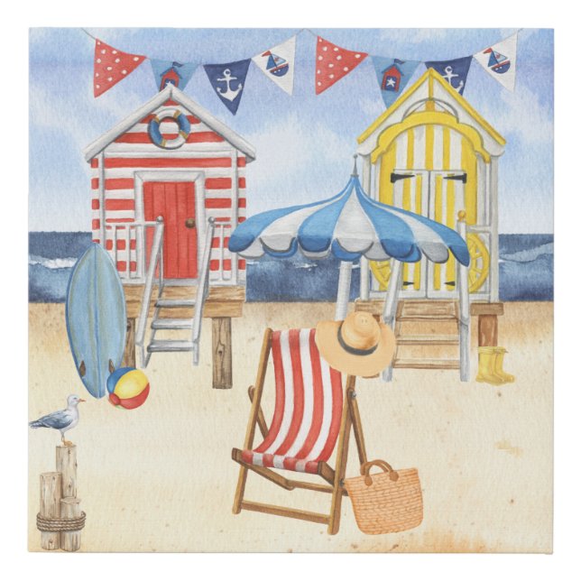 Summertime at the Shore Beach Water Faux Canvas Print (Front)