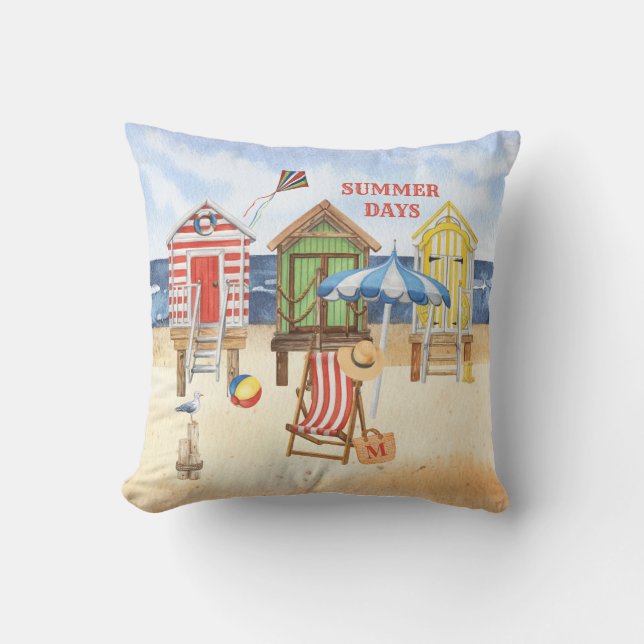 Summertime at the Shore Beach Water  Throw Pillow (Front)