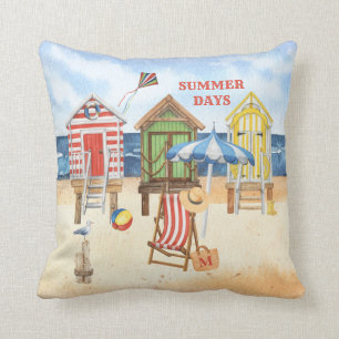 Summertime at the Shore Beach Water Throw Pillow