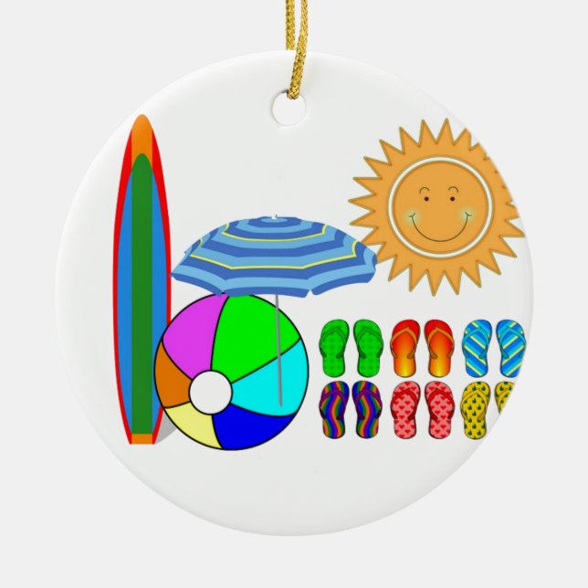 Summertime Beach Party Ceramic Ornament (Front)