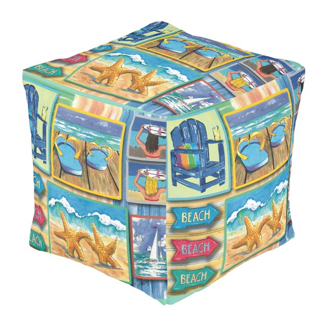 Summertime, beach pouf (Angled Front)