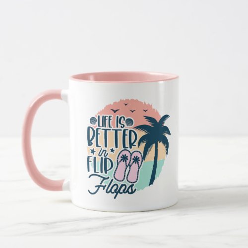 Summertime beach vibes vacation quote mug