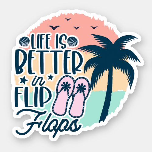 Summertime beach vibes vacation quote sticker