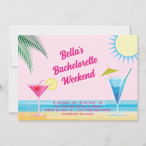 Summertime Beach Weekend Bachelorette Invitation