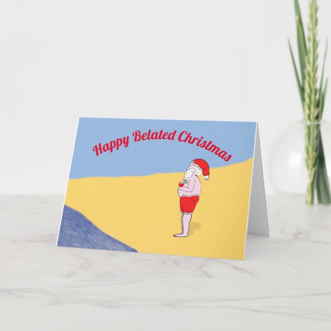 Summertime Belated Christmas Folded Holiday Card (Front)