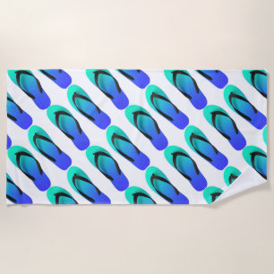 Summertime Blue Flip Flops  Beach Towel
