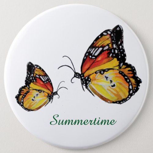 Summertime butterfly drawing Round Badge Button