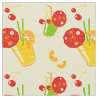 Summertime cocktail lemon cherry fabric