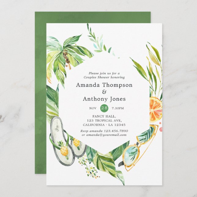Summertime Couples Shower Invitation (Front/Back)