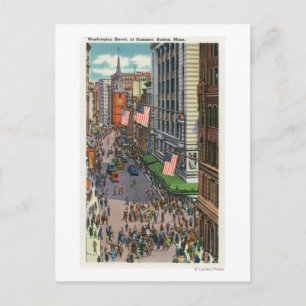 Summertime Crowds on Washington Street Postcard