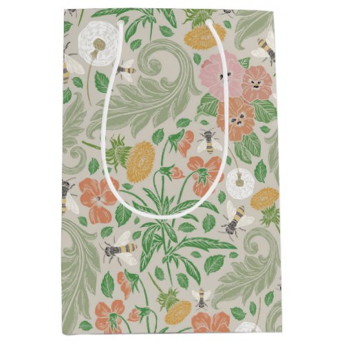 Summertime Flowers and Bees Medium Gift Bag