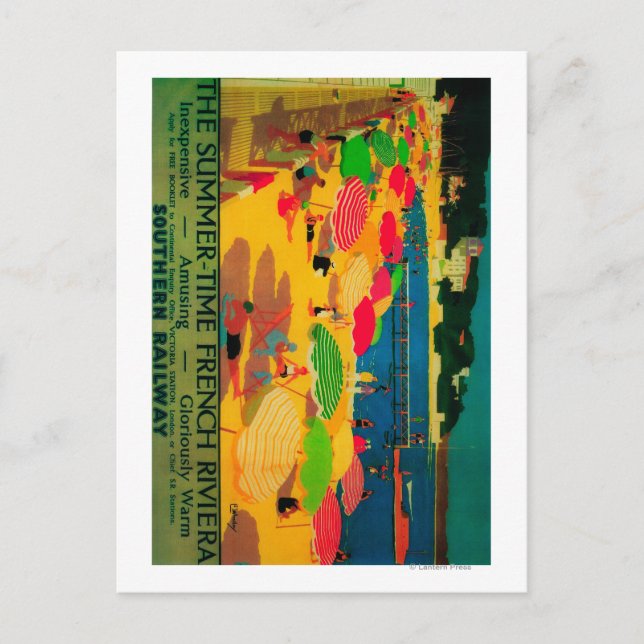 Summertime French Riviera Vintage PosterEurope Postcard (Front)