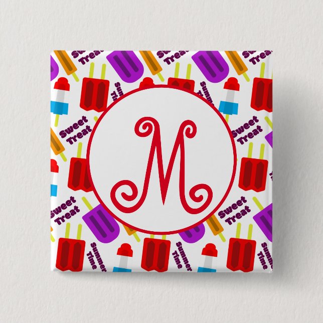 Summertime Frozen Juice Bar Monogram Button (Front)