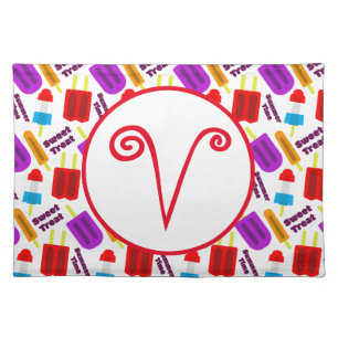 Summertime Frozen Juice Bar Monogram Cloth Placemat