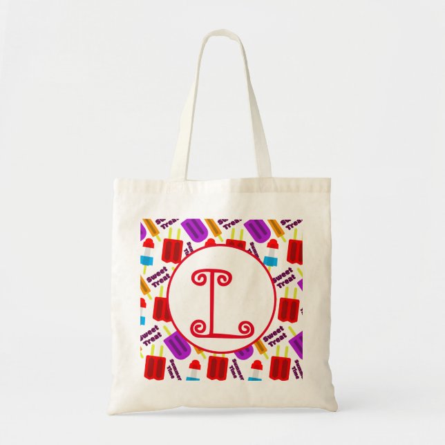 Summertime Frozen Juice Bar Monogram Tote Bag (Front)