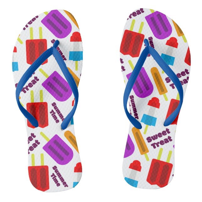 Summertime Frozen Juice Bar Pattern Flip Flops (Footbed)