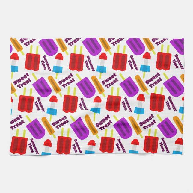 Summertime Frozen Juice Bar Pattern Kitchen Towel (Horizontal)
