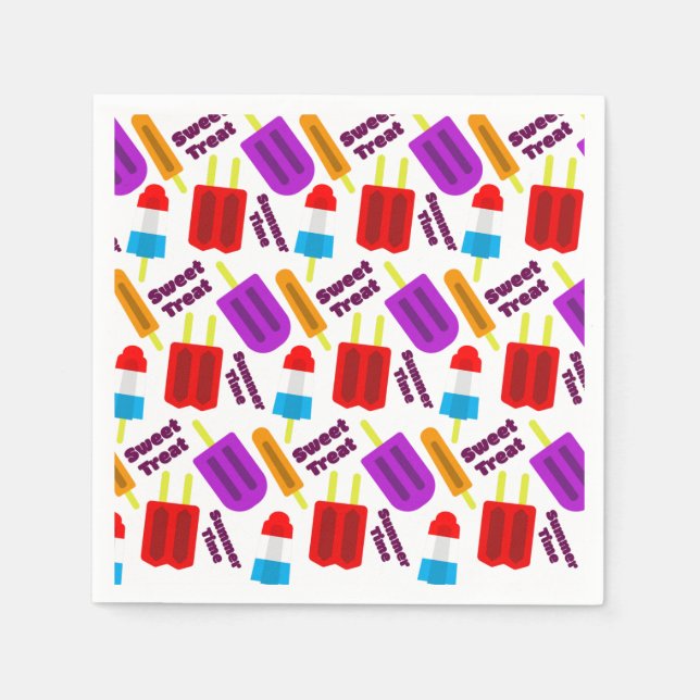 Summertime Frozen Juice Bar Pattern Napkins (Front)