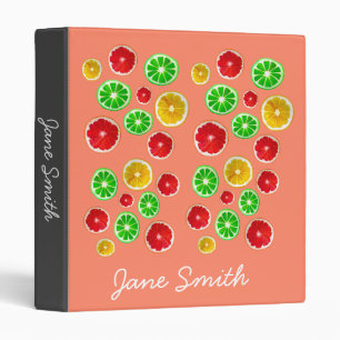 Summertime fruit colorful fruity pattern 3 ring binder