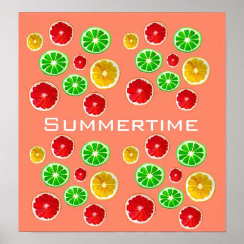 Summertime fruit colorful fruity pattern poster