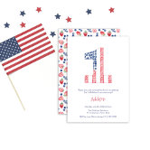 Little Miss Firecracker 4th of July 1st Birthday Invitation
