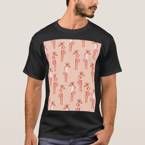Summertime Fun Beach Woman Pattern T_Shirt
