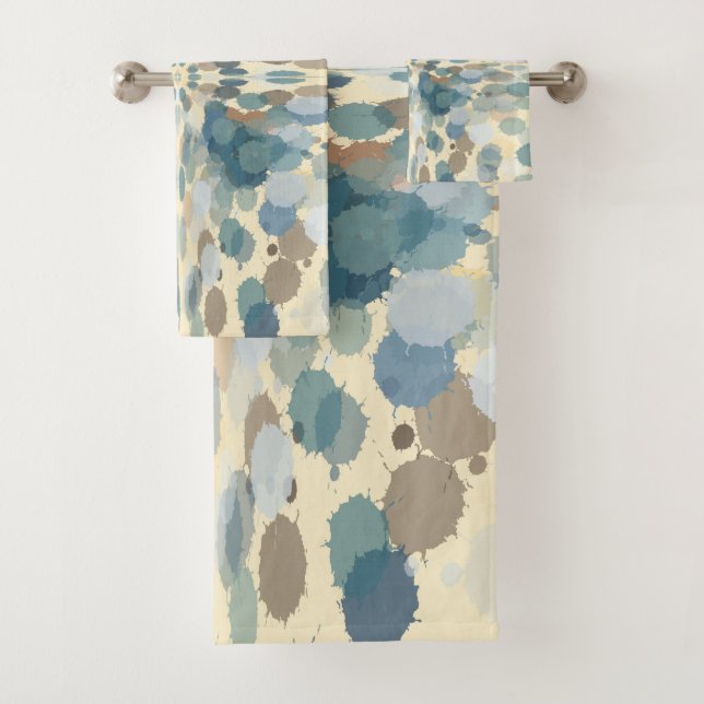 Summertime Fun Ocean Spray Splatter Abstract Art  Bath Towel Set (Insitu)