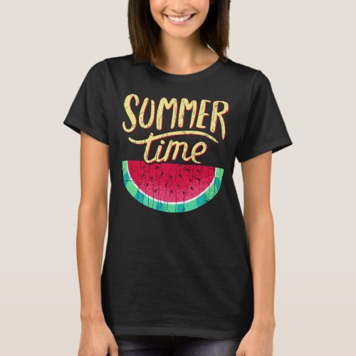 Summertime Funny Watermelon Summer Fruit Graphic T_Shirt