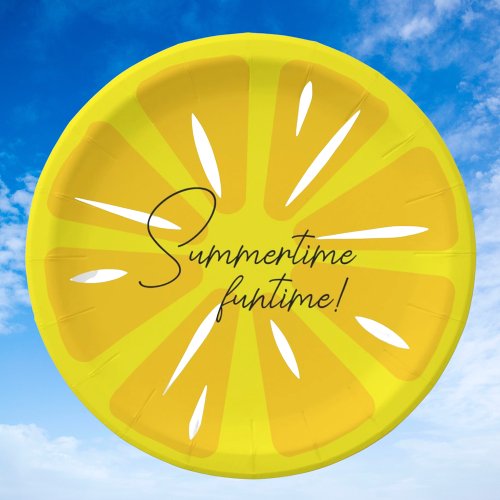 Summertime Funtime Lemon Yellow Modern Fruit Paper Plates