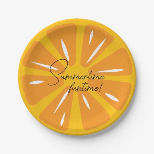 Summertime Funtime Orange Modern Fruit Paper Plates