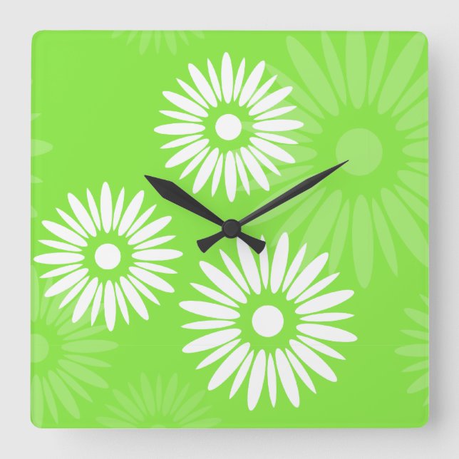 Summertime green flowers Wall Clock (Front)