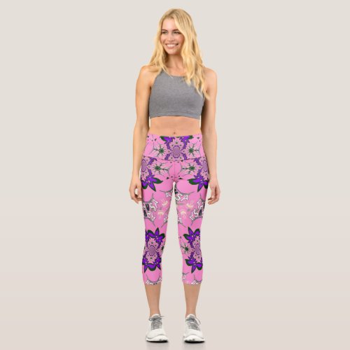 Summertime Home Weekend Lounging Feminine  Capri Leggings