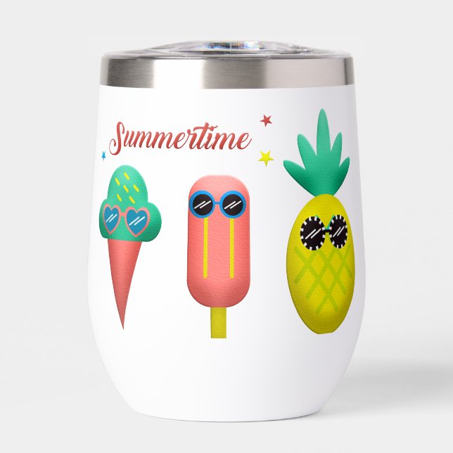Summertime Ice Cream Thermal Wine Tumbler (Front)