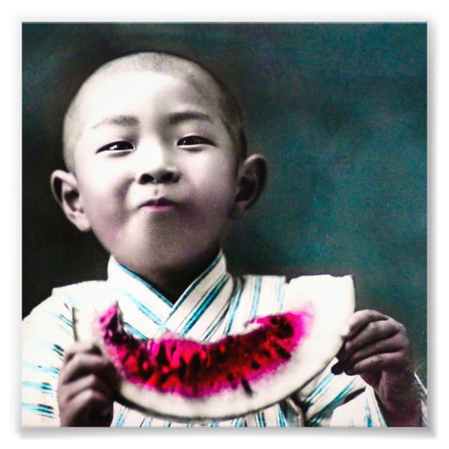 Summertime in Old Japan Vintage Watermelon Photo Print (Front)