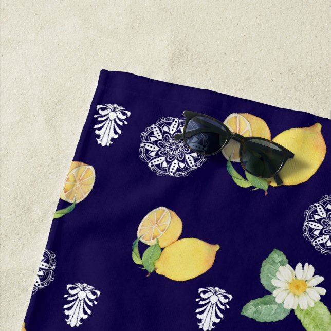 Summertime Lemons Beach Towel (In Situ)