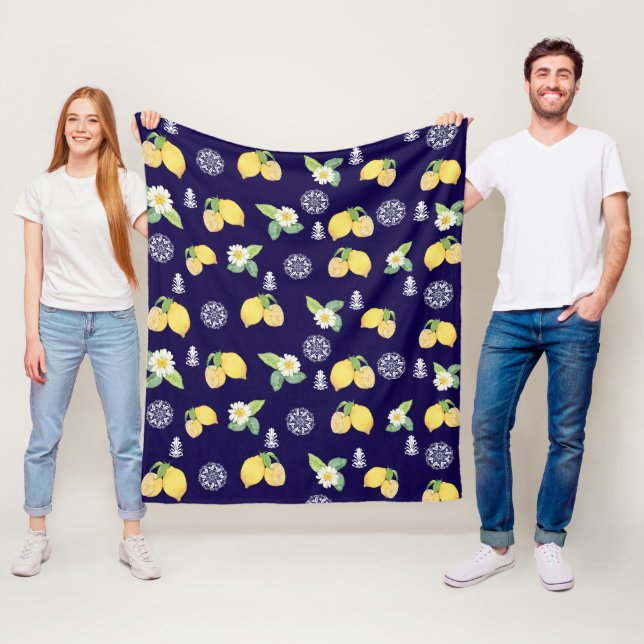 Summertime Lemons Fleece Blanket (In Situ)